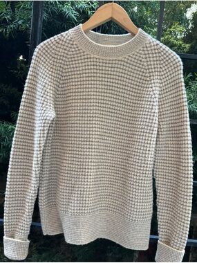 COS Cream and Light Purple Houndstooth Knit Jumper